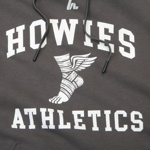 Gray hoodie with white 'HOWIES ATHLETICS' text and logo 